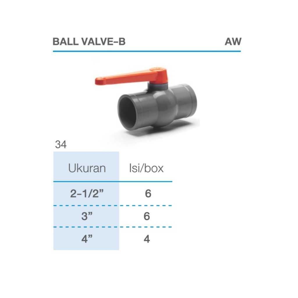 Stop Kran Polos Plastik AW / Ball Valve PVC 21/2" SCG