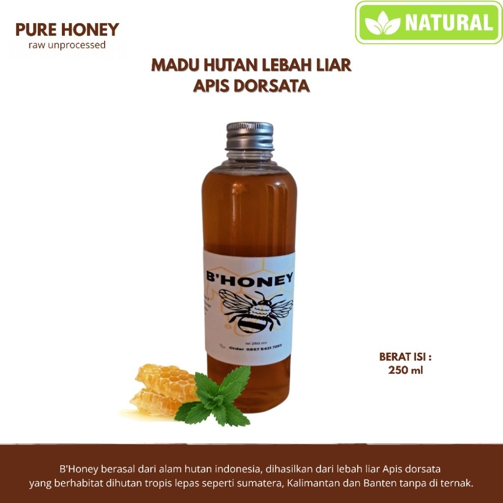 

Madu Hutan B'Honey 250 ml | Pure honey | Raw honey