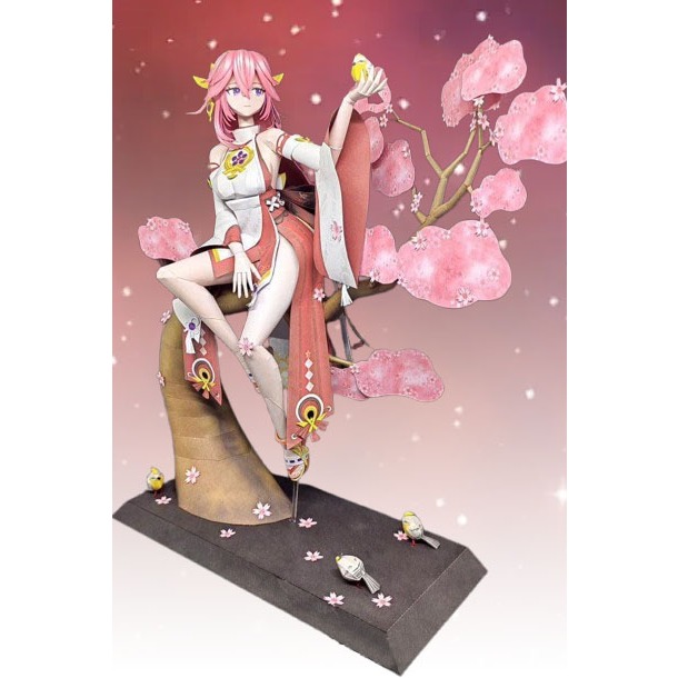 DIY Figure Kertas Genshin Impact Yae Miko Sakura Tree