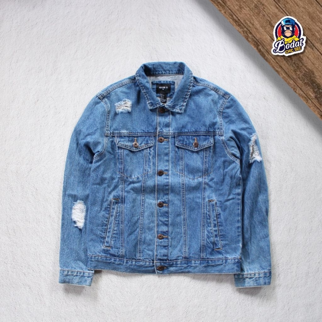 Jaket jeans Trucker Forever 21 RIPPED