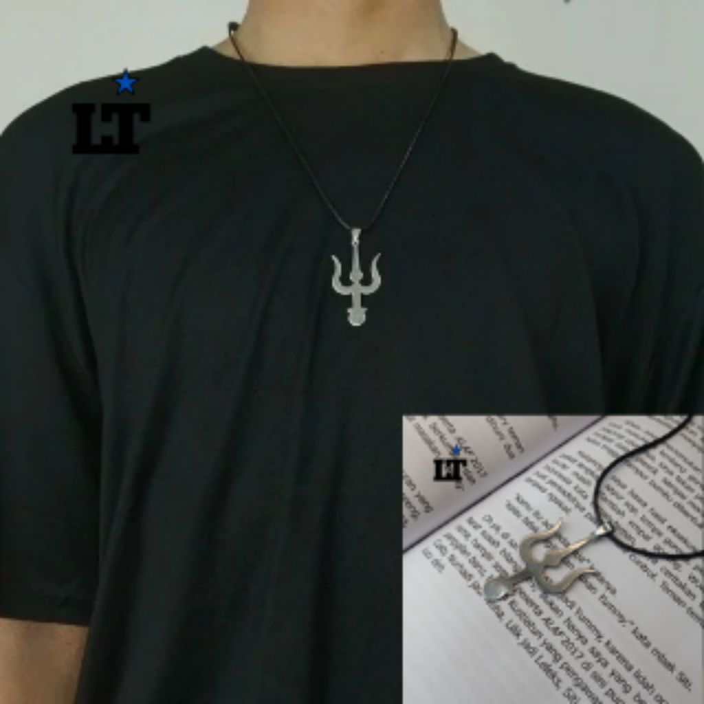 kalung trisula ll kalung tali hitam liontin motif trisula