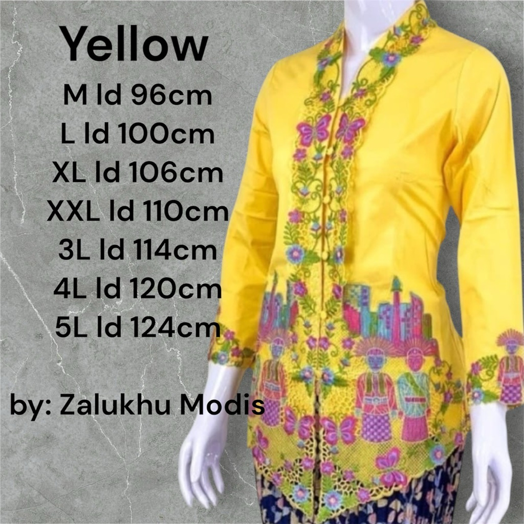 atasan kebaya encim bordir ondel betawi||seragam kerja wanita||kebaya wanita tradisional||kebaya enc