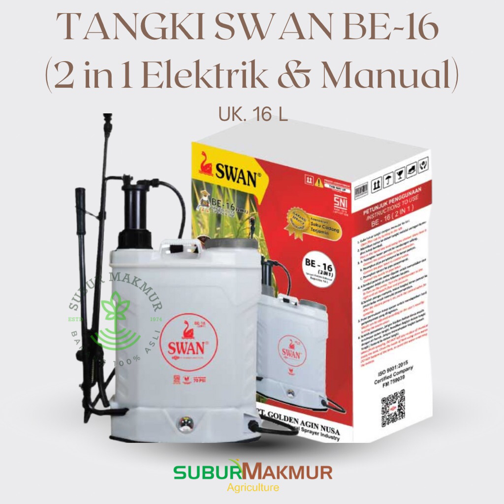 Tangki Semprot SWAN BE-16 2 in 1 (Elektrik dan Manual) Sprayer SWAN BE-16 2 in 1