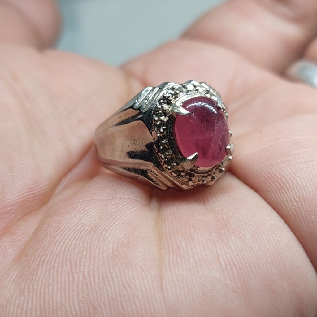 Batu cincin permata ruby mozambique 10mm 11mm asli batu mulia cincin pria