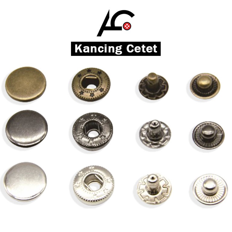 KODE J46U Kancing Jaket Jepret Snap Cetet 15 mm Besi Anti Karat 15 Set