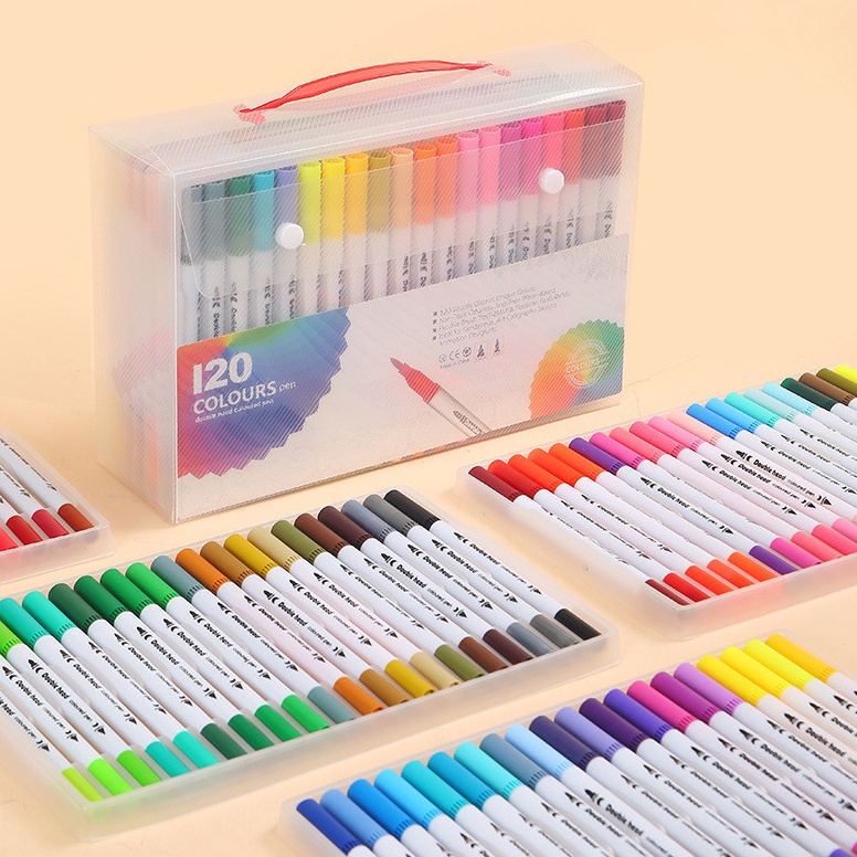 

KODE L94Z Pen Washable Hook Pen Air Warna Anakanak Pen Warna Air Warna Double Headed Pen 366112 Set Warna