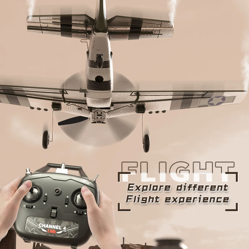 rc plane fixed wing W551 P-51 MUSTANG 4CH gyroscope pesawat rc aeromodelling