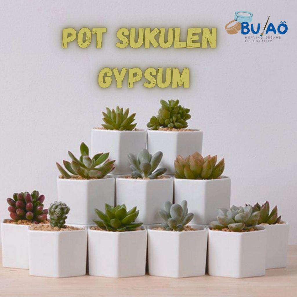 Pot Mini Hexagonal | Pot Mini Gypsum Marble | Handmade Gypsum | Pot Sukulen | Pot Kaktus | Hiasan Me