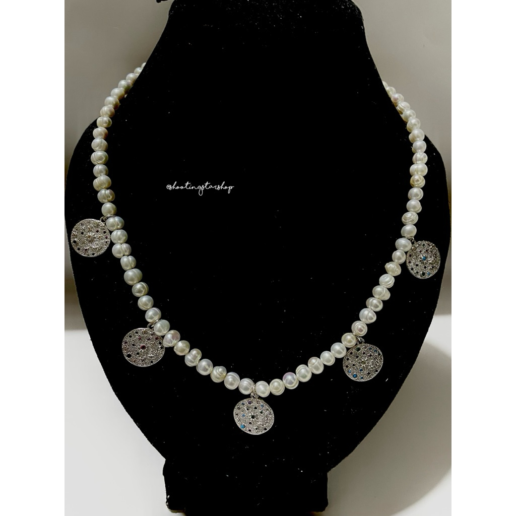 Kalung Mutiara Air Tawar White Gold Filled | Anti Pudar • Daily Wear