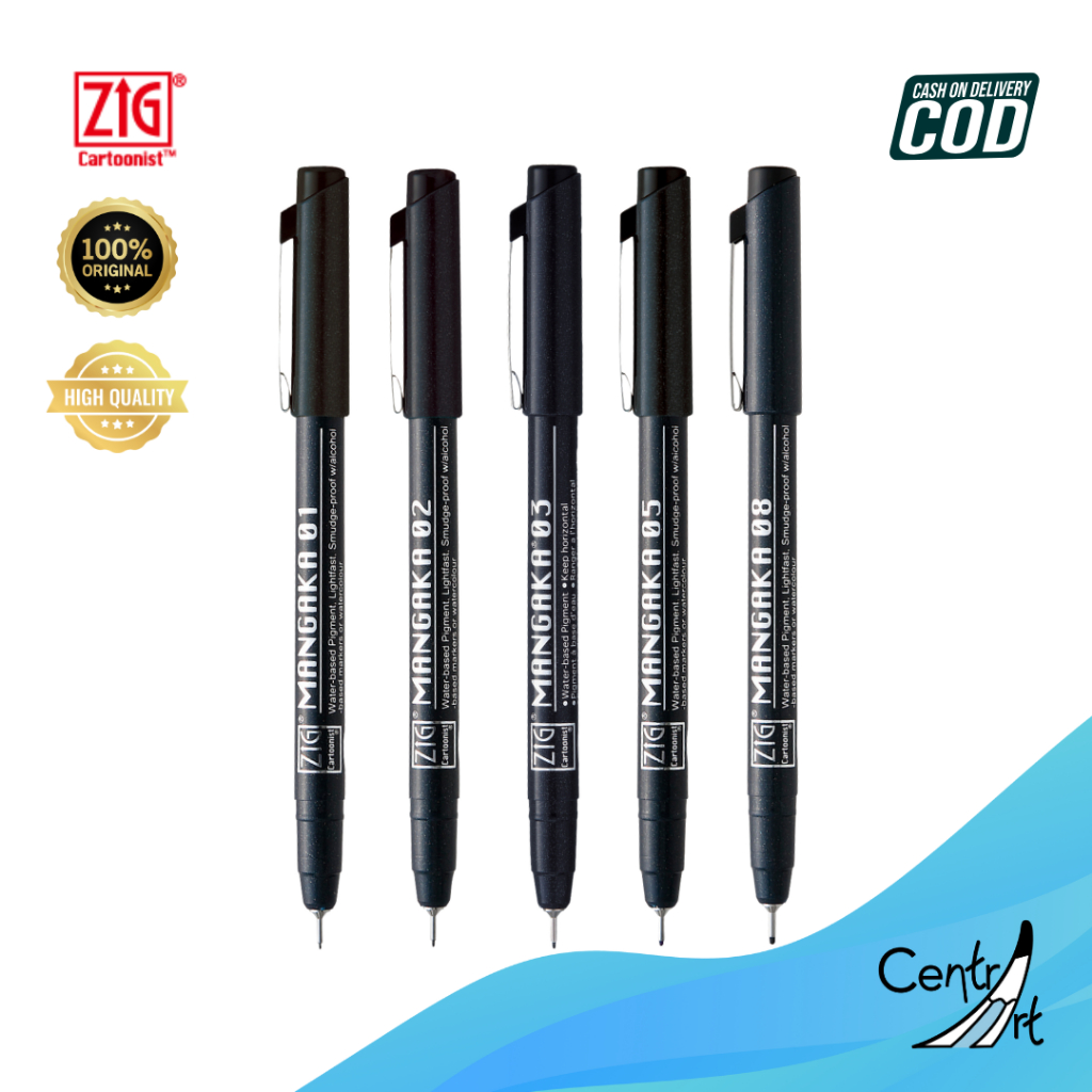 

Zig kuretake mangaka hitam black fineliner pen cartoonist pen