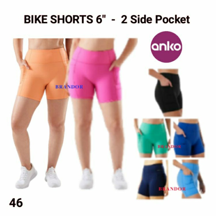 KODE P73F Brandor  HIGH WAIST BIKER SHORTS PANTS 6 POCKET  Anko  ansh46  Gym Yoga Fitness Running