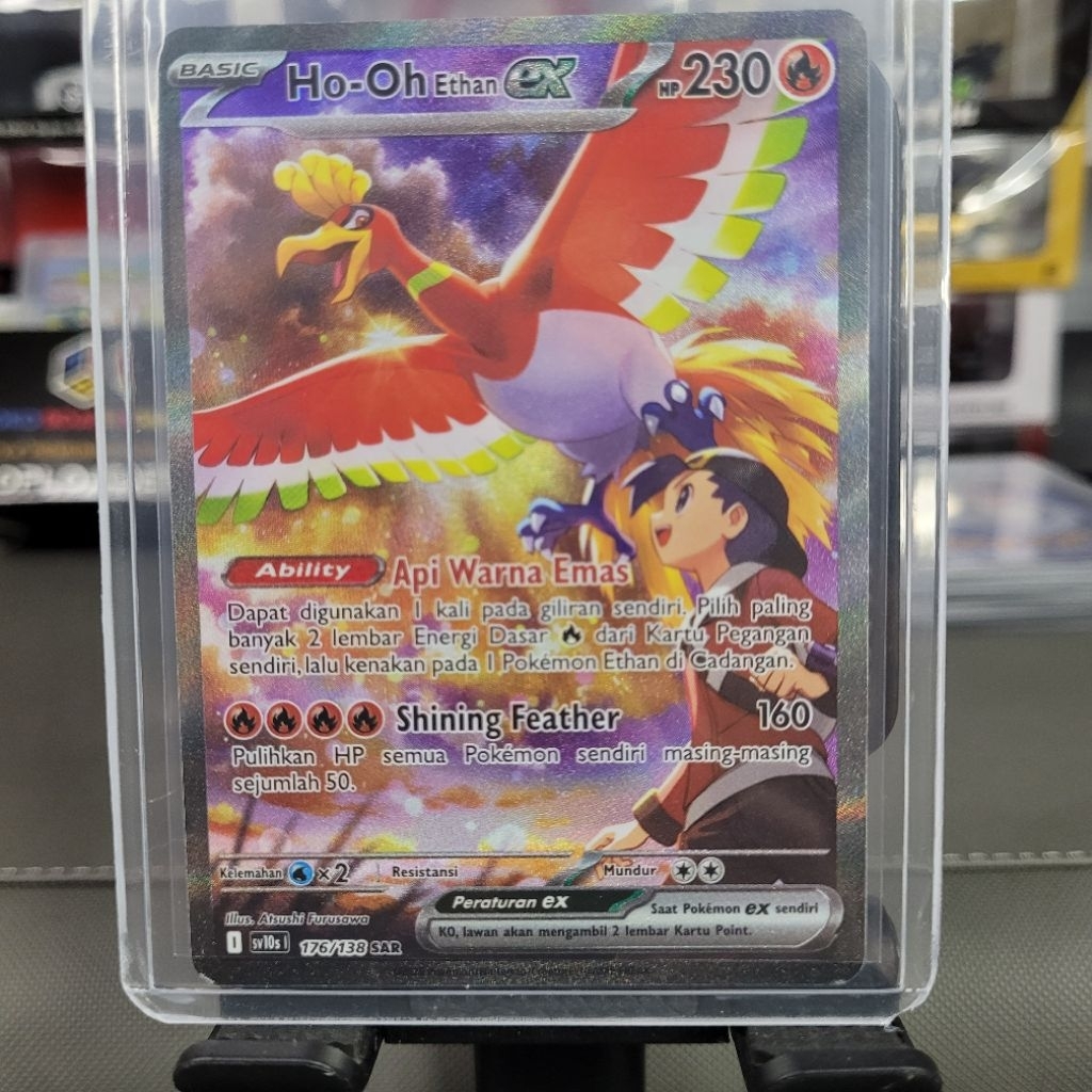 Kartu Pokemon TCG Kehadiran Juara Ho-Oh Ethan EX sv10s Super Art Rare (SAR)