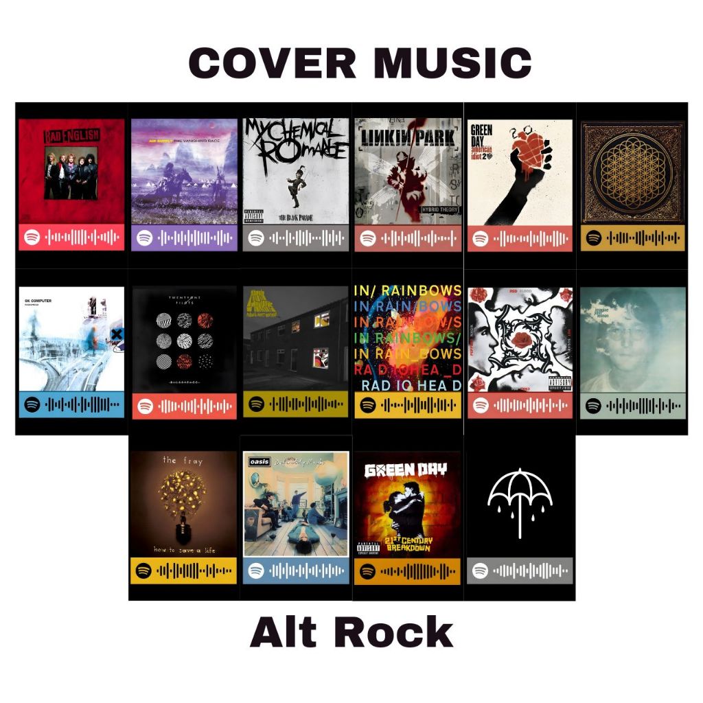 Poster Dinding Alt Rock A5 - Set 16pcs | Dekorasi Kamar Estetik Indie Retro Musik