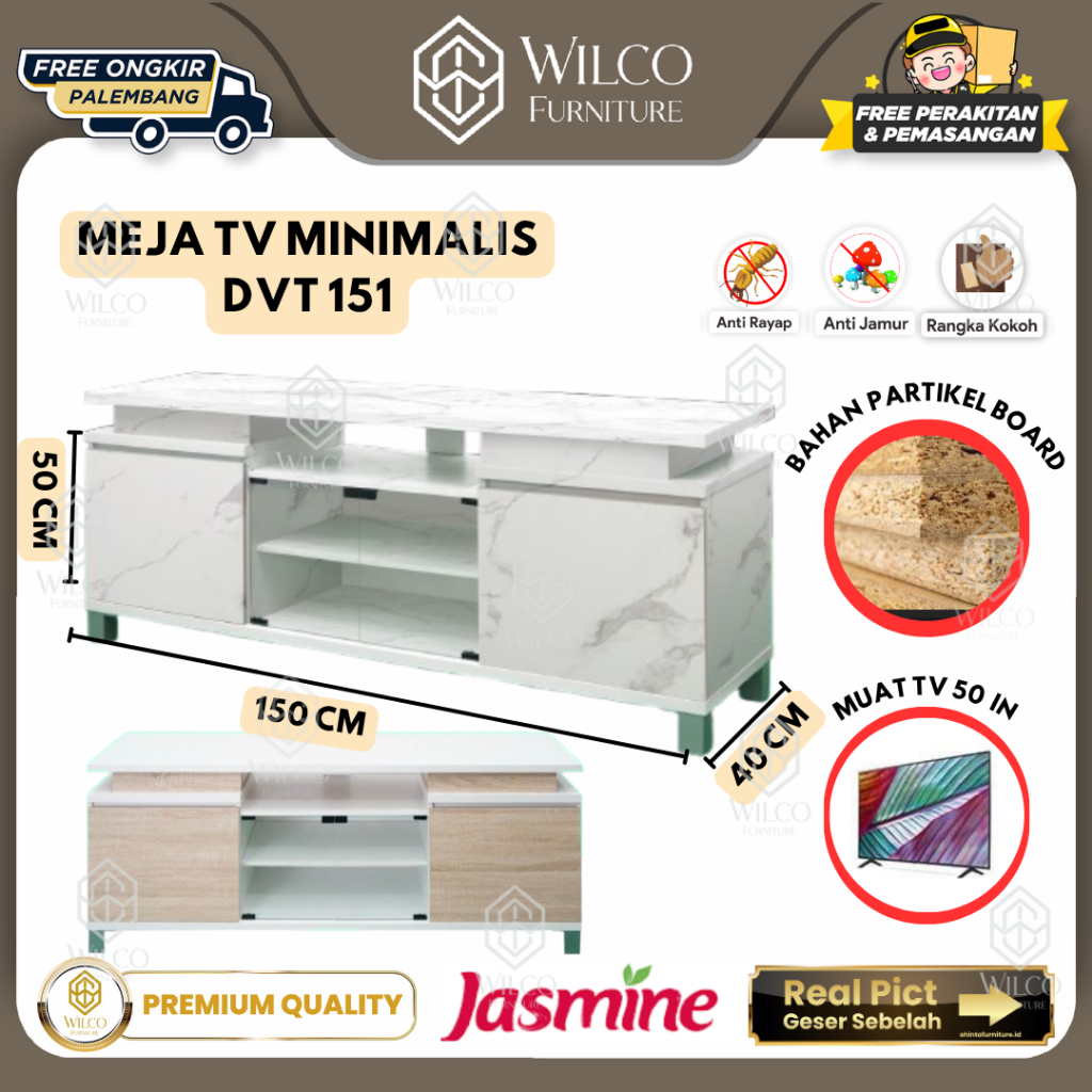Meja TV Jasmine DVT 151 | Rak TV  Minimalis Credenza Minimalis | Rak TV Murah Palembang