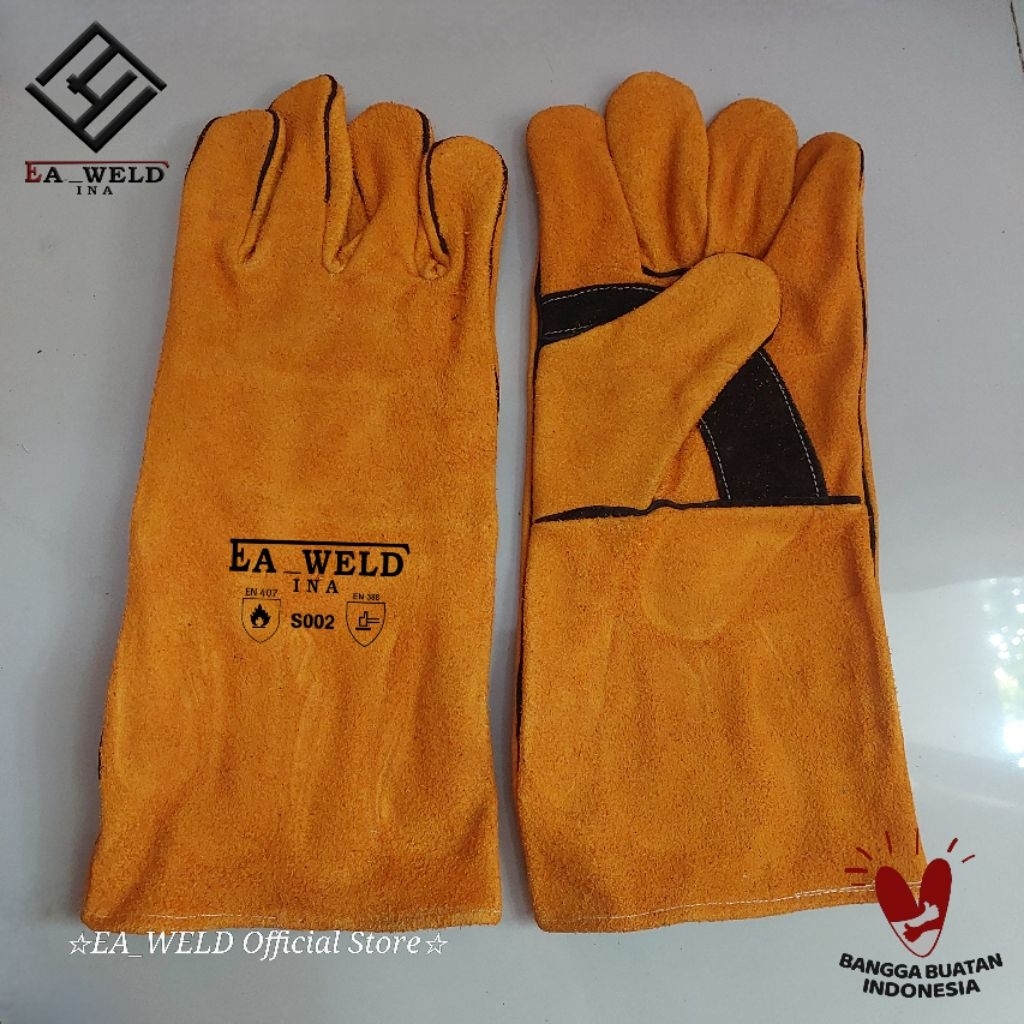 Sarung Tangan Las Listrik / EA_Weld product. Bahan kulit Asli. kualitas premium