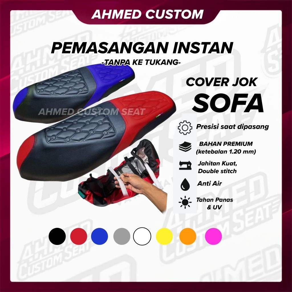 SOFA EMPUK Cover Jok Pelindung Jok Motor (PAKAI KARET) Beat, Scoopy, Vario, Pcx, Nmax, Aerox