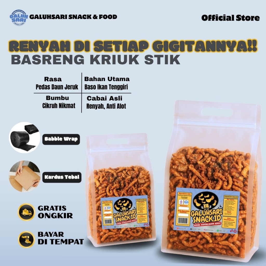 

Galuhsari - Basreng Pedas Daun Jeruk Sultan Kiloan Bumbu Rempah Cikruh Melimpah Renyah Gratis Ongkir