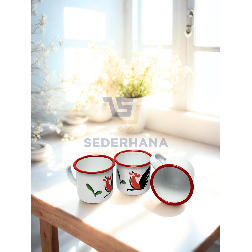 Cangkir Mug Enamel 6 Ayam Jago