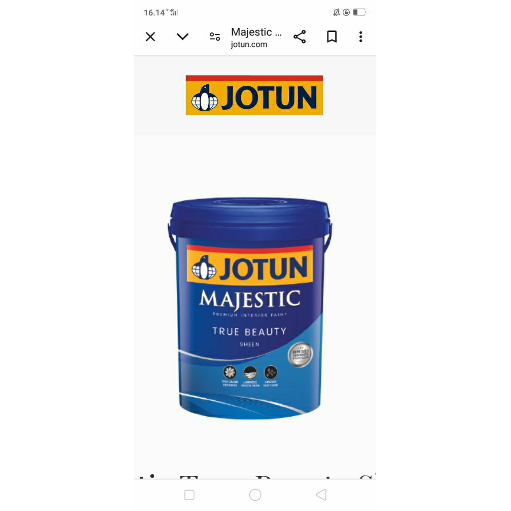 Jotun MAJESTIC TRUE BEAUTY SHEEN CHI/PUTIH/WHITE 20LITR
