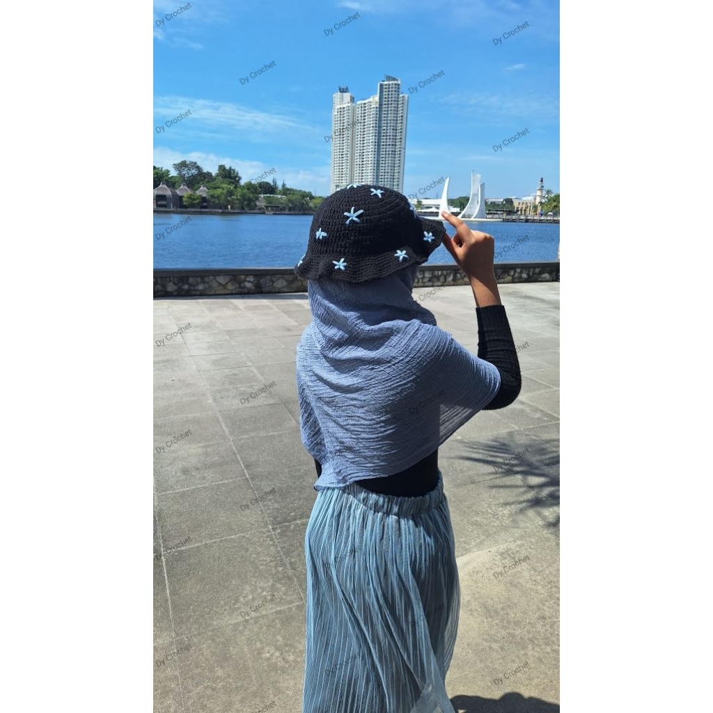 BUCKET HAT FLOWERS/BUCKET HAT RAJUT/BUCKET HAT AESTHETIC