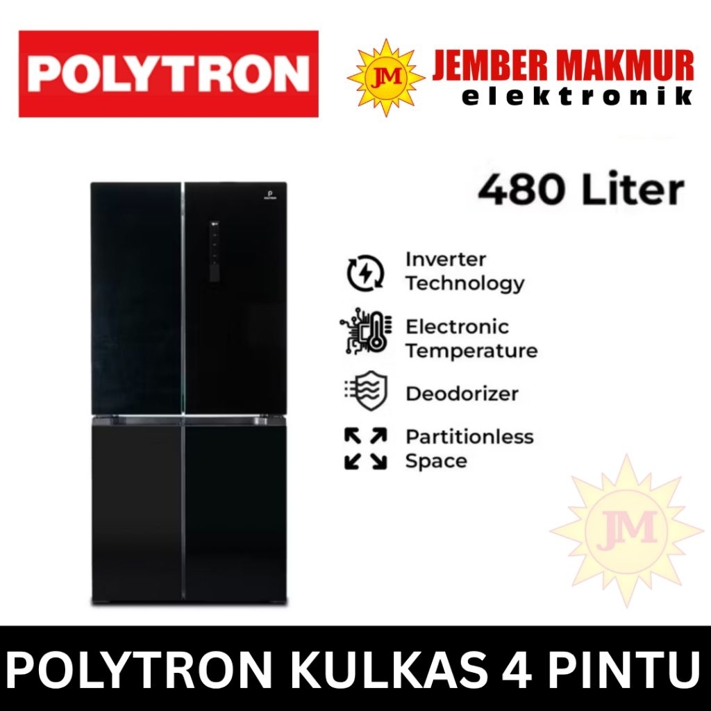 POLYTRON KULKAS 4 PINTU PRS510X Kulkas Polytron side by side 4 pintu  inverter PRS-510X