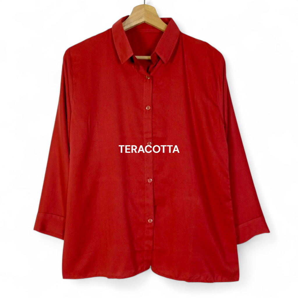 Kemeja Putih Wanita Polos Rayon Lengan Panjang