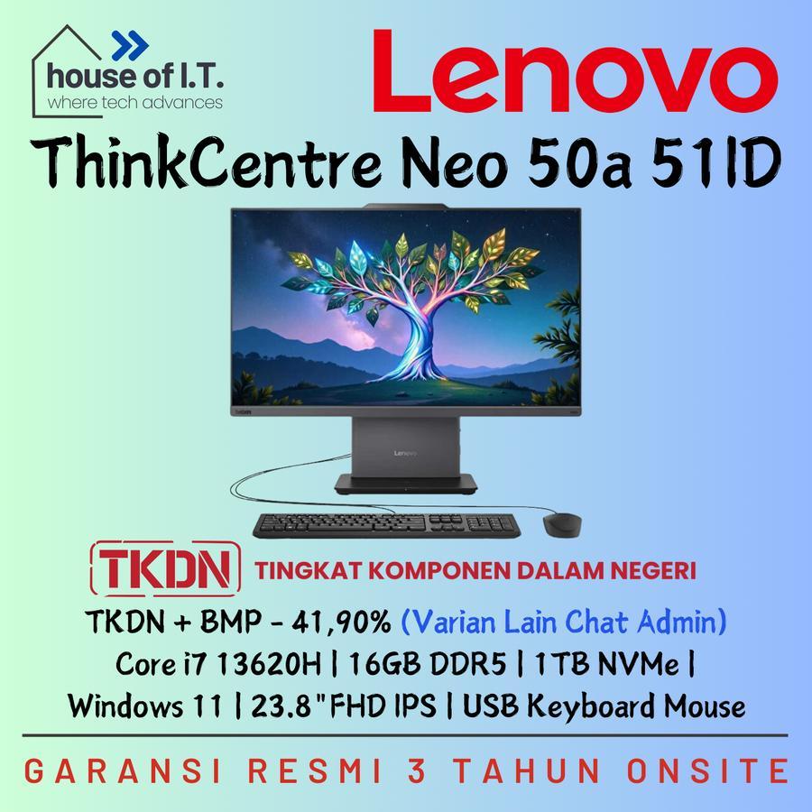 AIO PC TKDN Lenovo Neo 50a i7 13620H 16GB 1TB NVMe Windows 11 Home 23.8"FHD IPS - 3 Tahun Onsite - L
