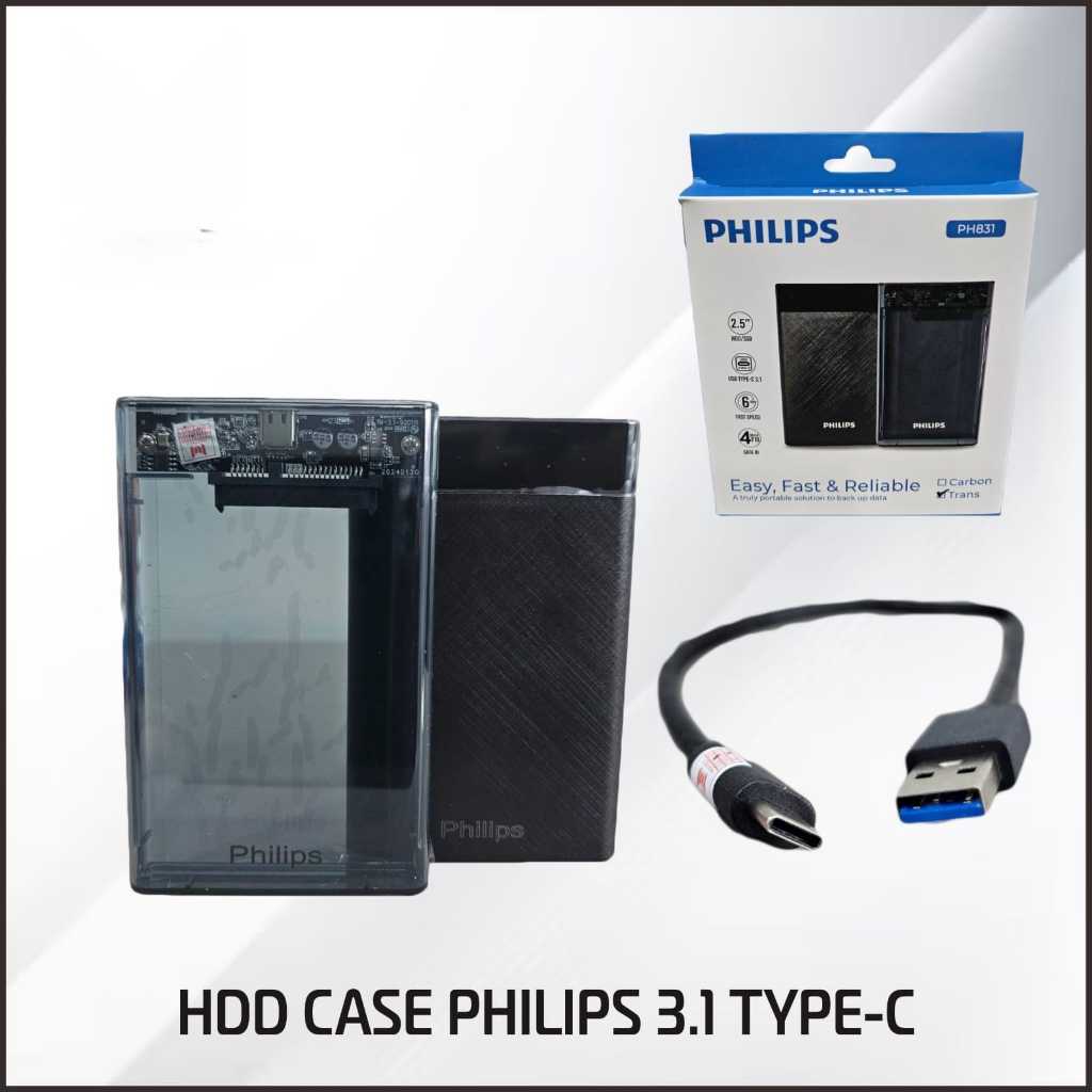 Harddisk  casing 3.1 philips transparan USB Type C HDD 3.1 philips Carbon USB 3.1 type C