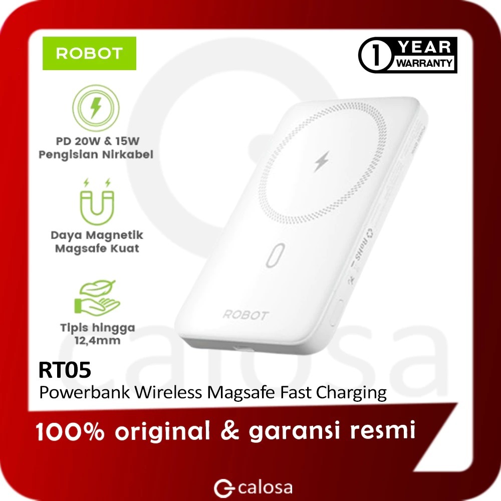 Robot RT05 Powerbank Wireless Magsafe Fast Charging 5000 mAh