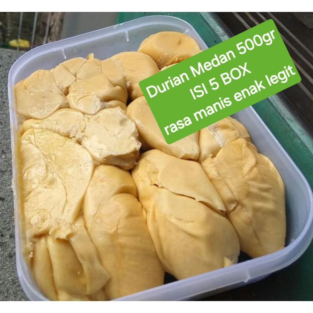 

DURIAN MEDAN ISI 5 BOX BERAT 500GR/BOX RASA MANIS LEGIT
