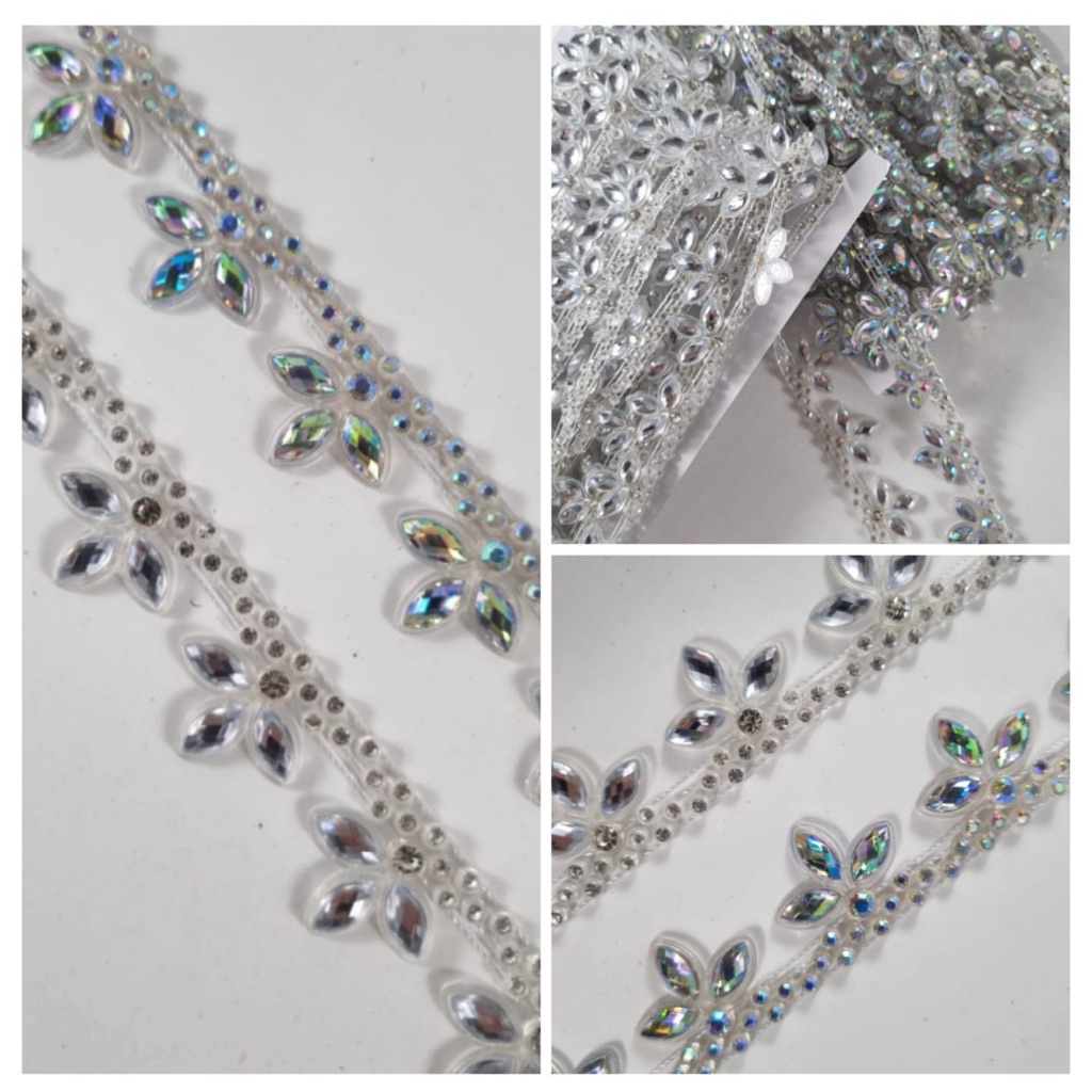 [ROLL] Aksesoris Diamond Payet Rangkai Model Kipas Bentuk Mata Sampan Daun