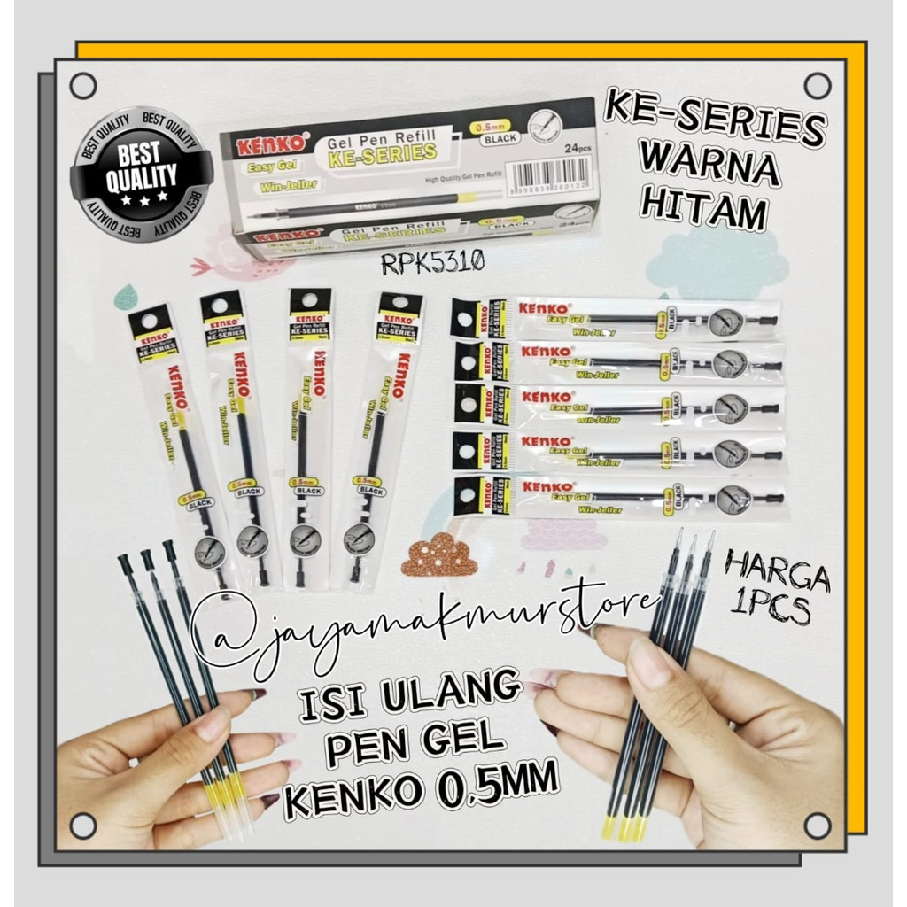 

(1PCS) REFILL PULPEN GEL KENKO 0,5MM / ISI ULANG PEN GEL HITAM / KENKO EASY GEL KE-SERIES WIN JELLER / SMOOTH WRITING GEL PEN REFFIL / RPK5310