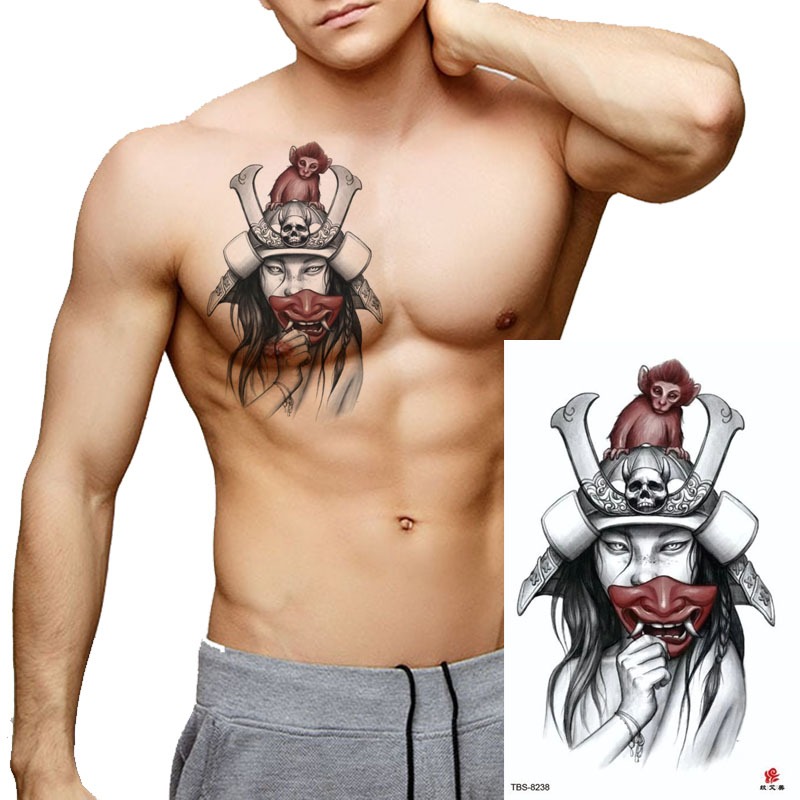 Tato Temporer Tatto Temporary Tahan Air Sementara Motif TBS 8238 Prajurit Kuno TOPENG SAMURAI Jepang