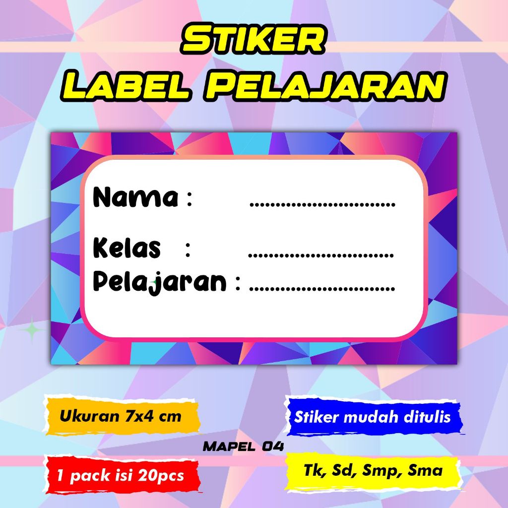 

Stiker Label Pelajaran Name Kelas