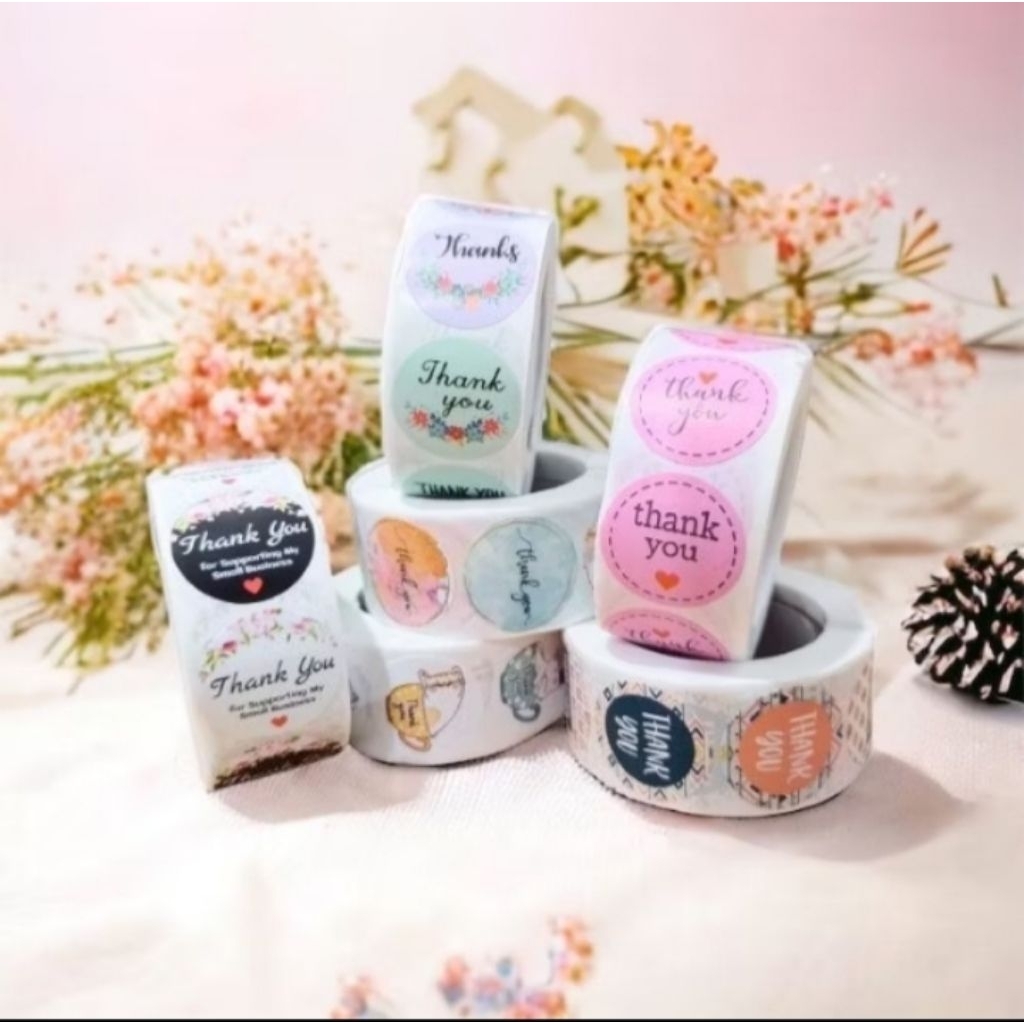 

DP Sticker Thank You Roll Isi 500 pcs Sticker Terima kasih Warna Self Adhesive Seal Label Roll Sticker