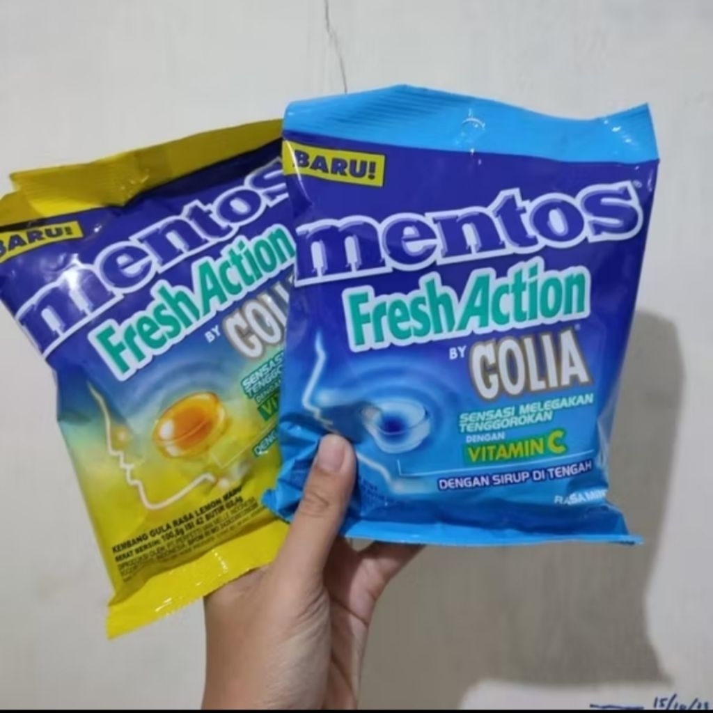

kemasan baru permen Golia mentos 1 bungkus