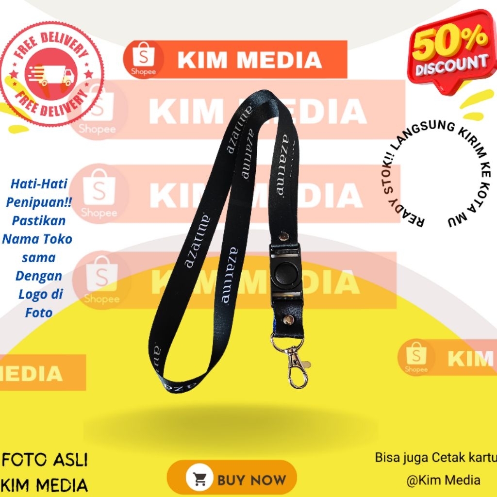 

Tali idcard Azarine / Lanyard idcard Azarine hitam / Tali Kalung Azarine black / Gantungan Azarine Harga Grosir Anti Luntur