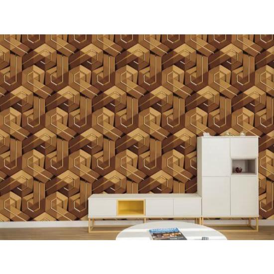 WALLPAPER DINDING MOTIF SALUR KERAMIK WARNA GOLD/WALLPAPER DINDING SALUR KERAMIK MODERN MEWAH/WALLPA
