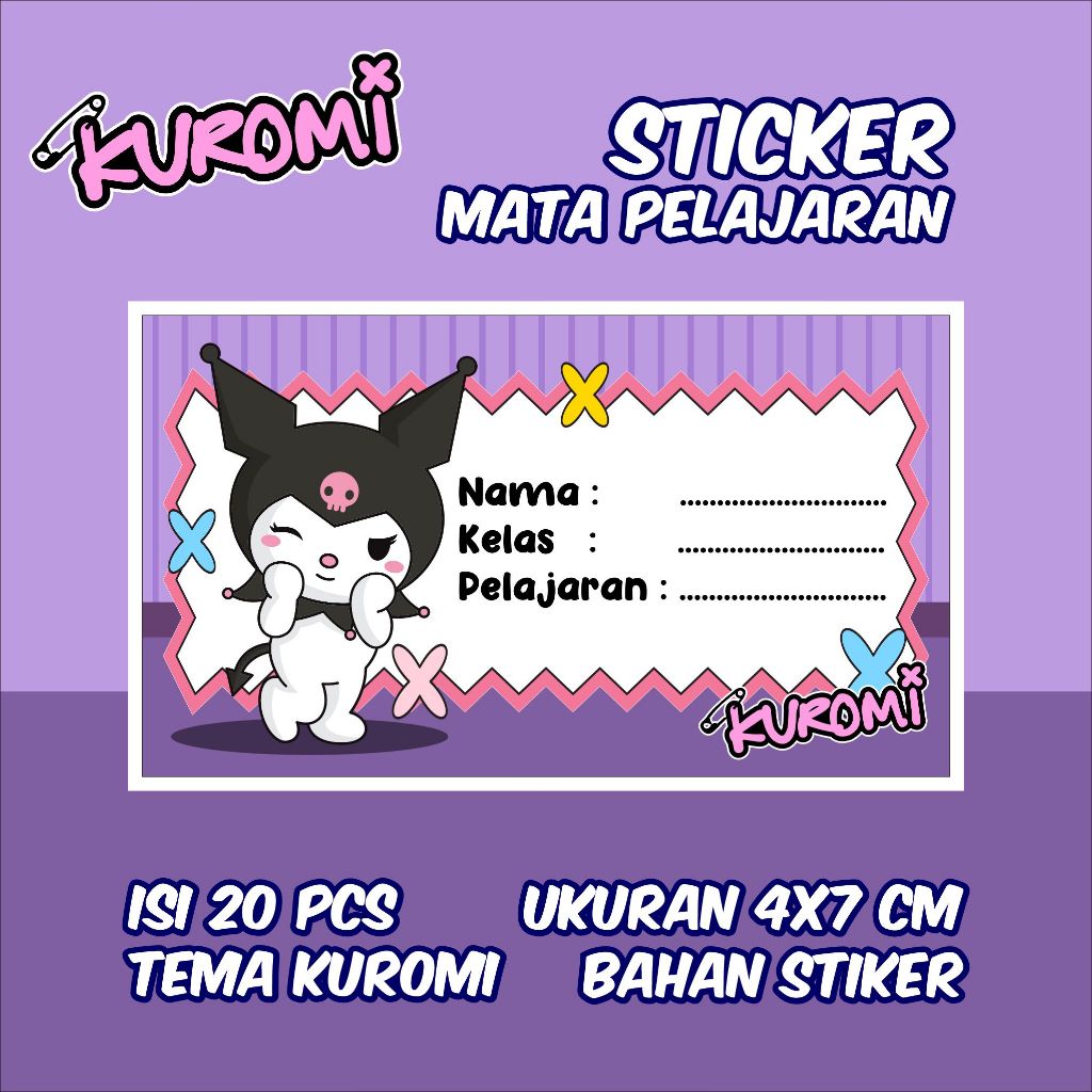 

Stiker Label Pelajaran Nama Kelas Karakter Kuromi