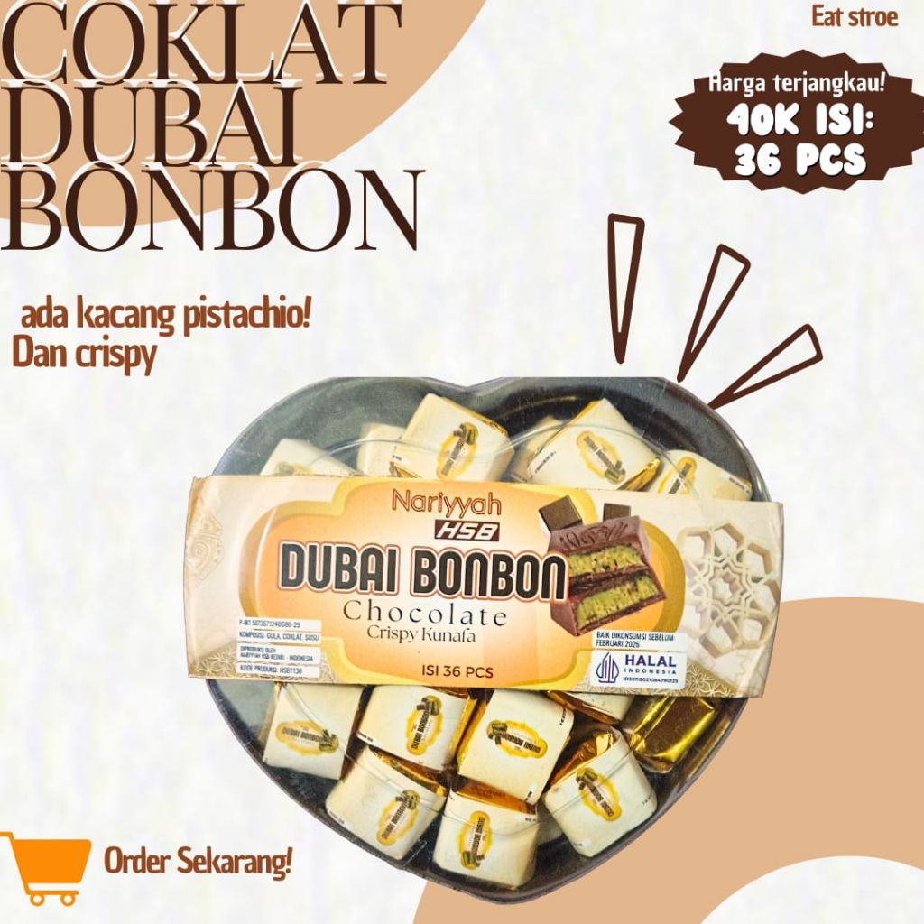 

Coklat Dubai Bonbon isi kacang pistachio 36Pcs