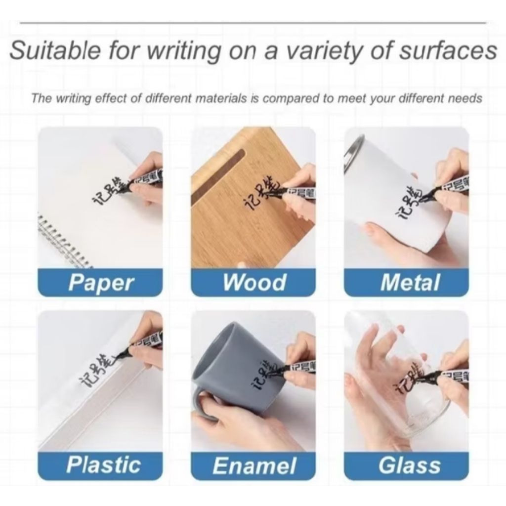 

10 Pcs Spidol Permanen Warna hitam Anti air