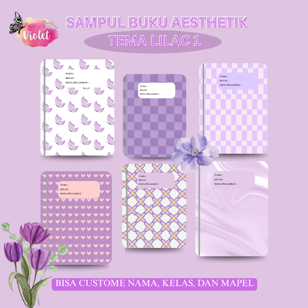 

SAMPUL BUKU COVER AESTHETIK - LILAC (UNGU MUDA)