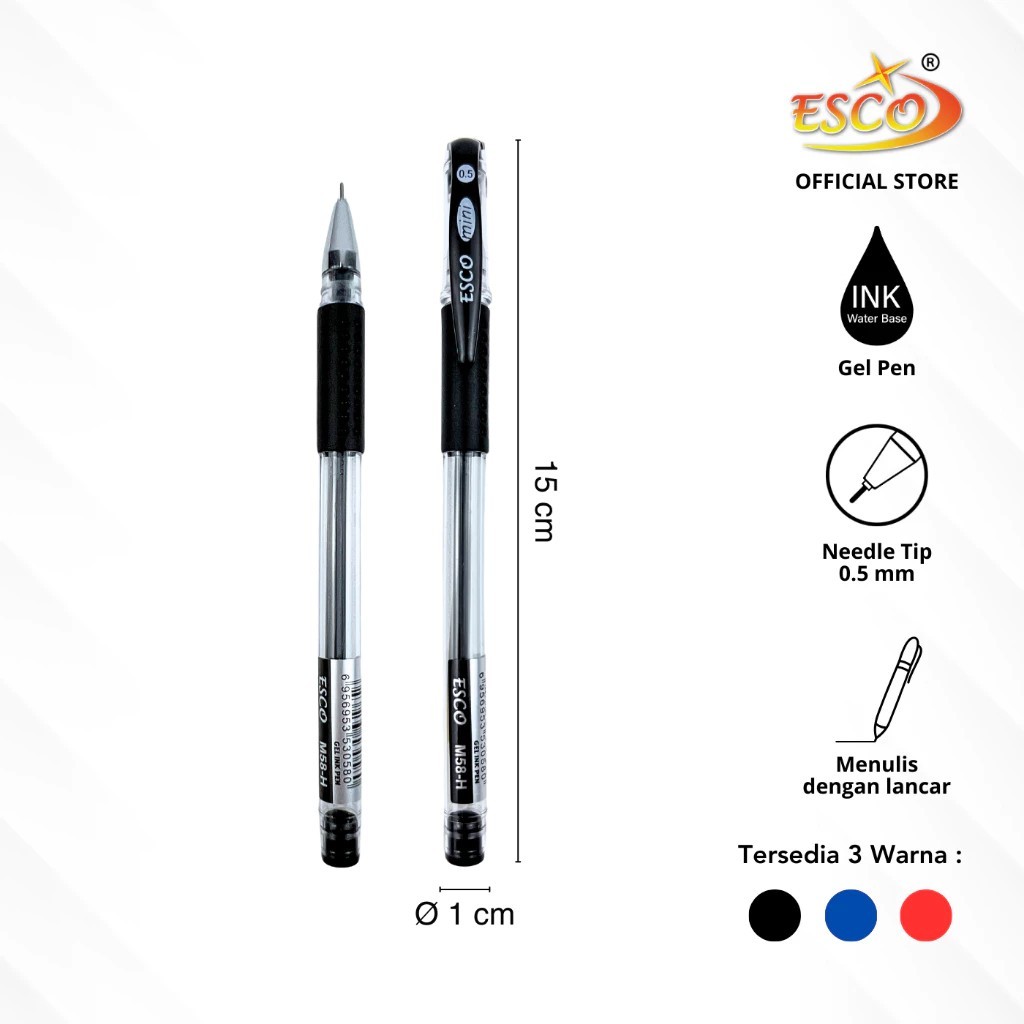 

Gel Pen Esco Mini M-58 0.5 mm Isi 12 Pcs