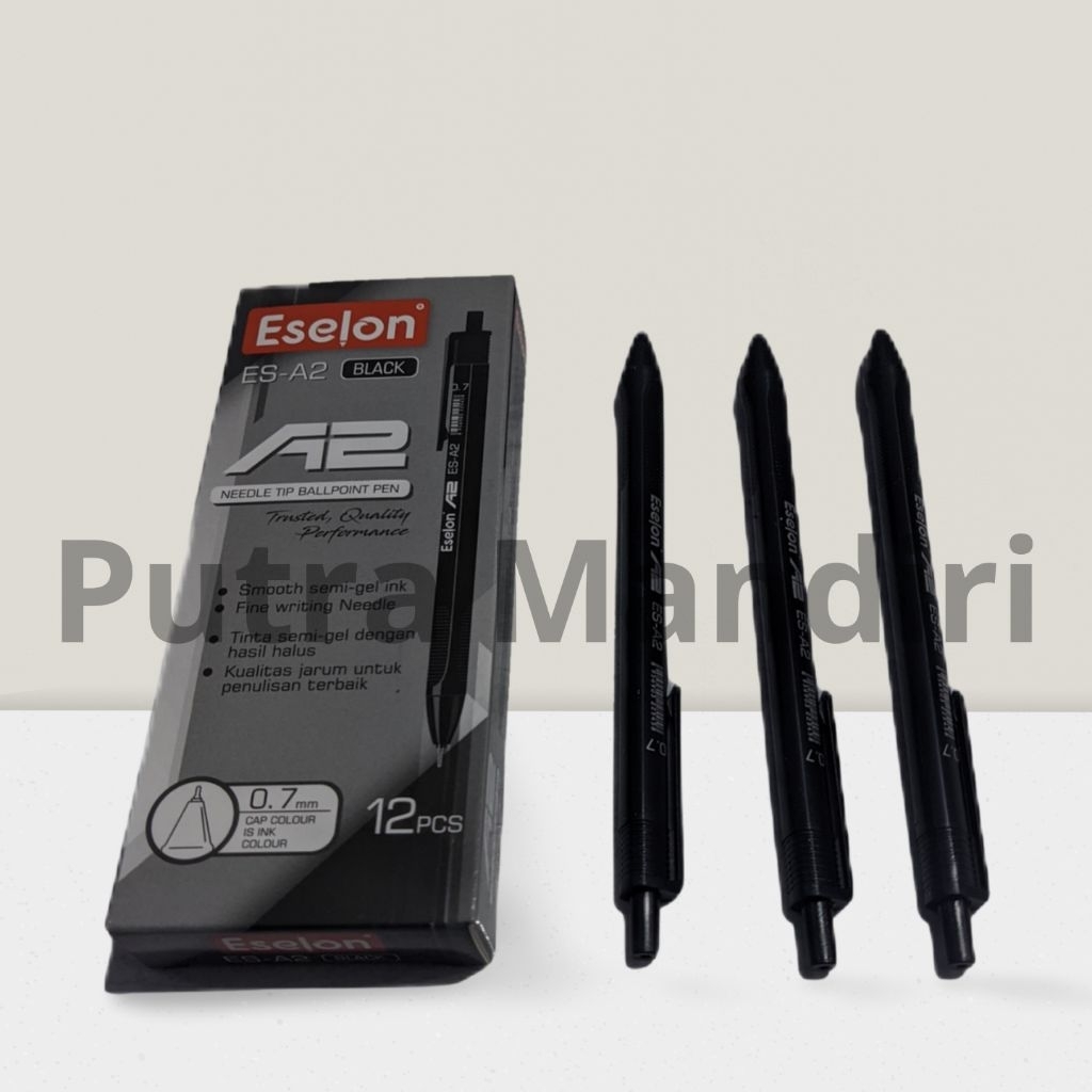 

pulpen cetet ESELON, ES-A2 hitam, ukuran 0,7mm, 1pak isi(12pcs)