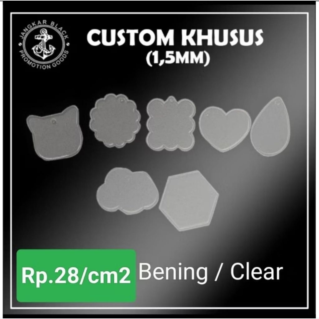

1,5mm Akrilik Bening Potong Unik Khusus Custom