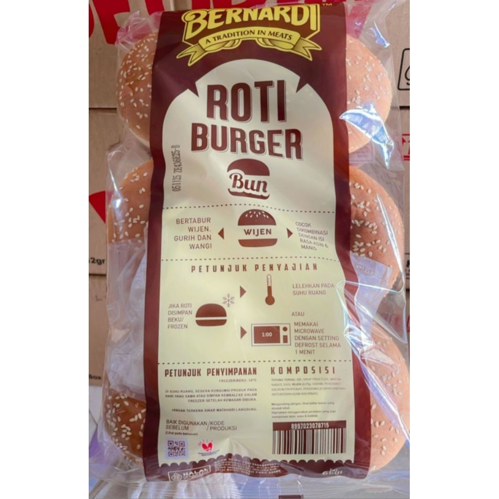 

BERNARDI Roti Burger Bun Wijen isi 6pcs Kemasan 300gr