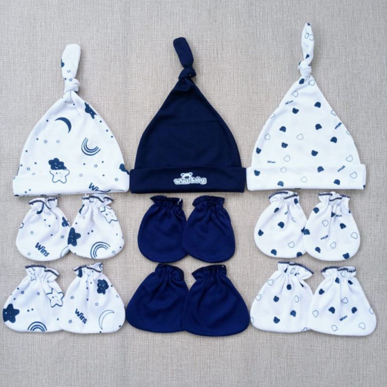 Barang baru 3set sartapluk  sarungtangan kaki dan topi kupluk bayi baru lahir