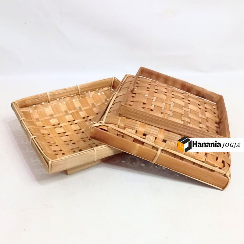 PIRING LALAP BAMBU KOTAK | PIRING BAMBU KOTAK | Anyaman Bambu Wadah Gorengan