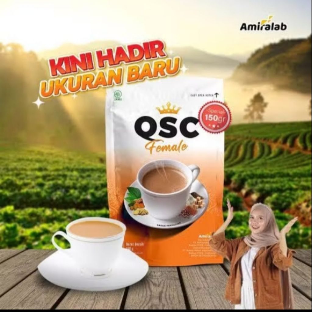 

lebih hemat qsc female kopi herbal halal berat 100gram bpom