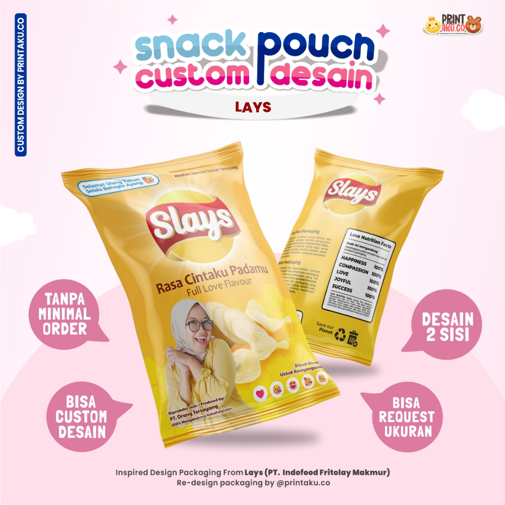

Bungkus Kado Custom | Snack Custom Foto Teks Bungkus Kado Pouch Jumbo | Series Lays